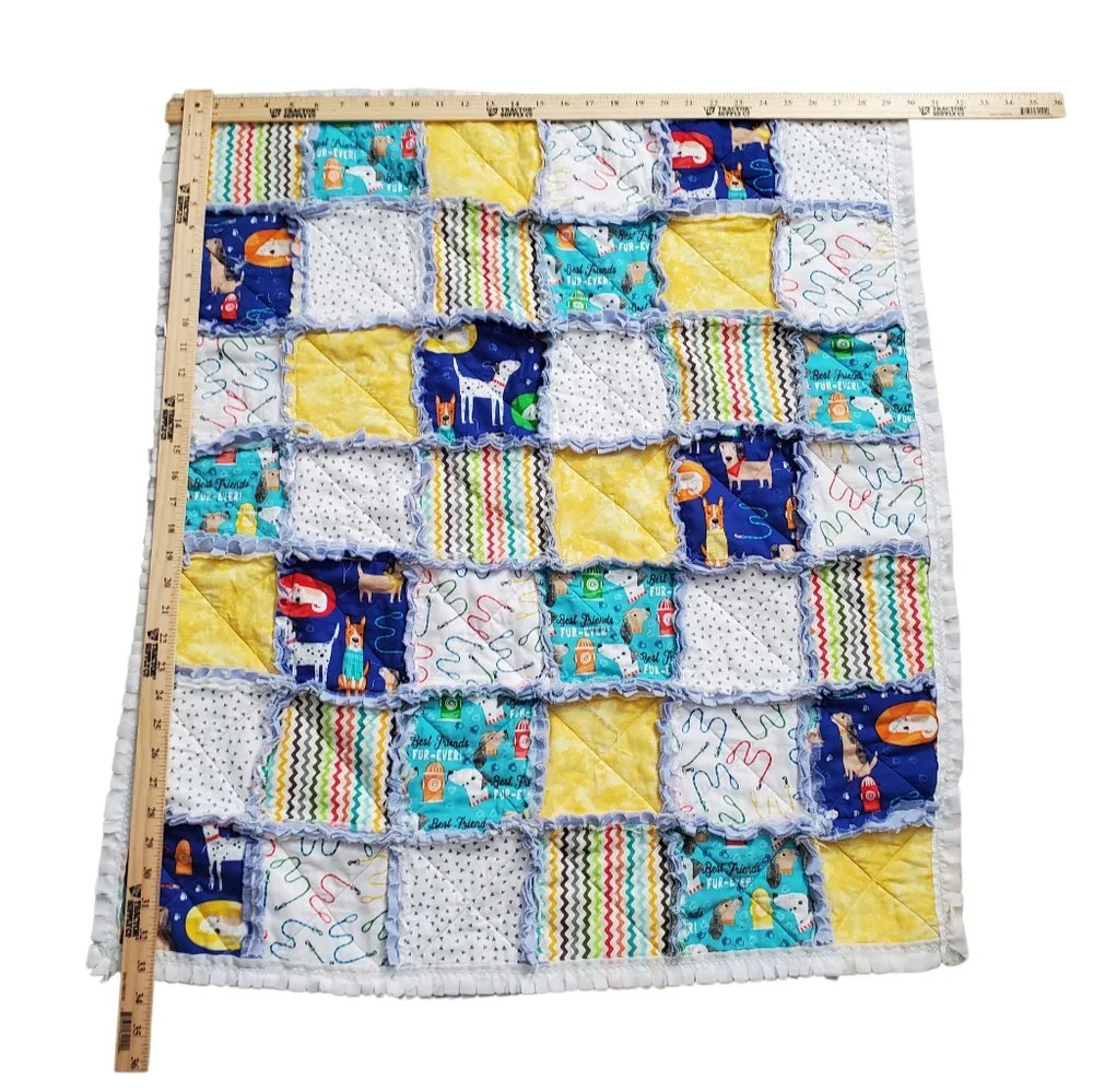 New Homade Baby Boy Puppy Rag Quilt